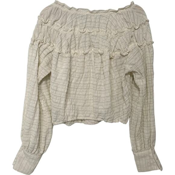 Free People Hailey Cropped Blouse in Ivory (M) - Picture 8 of 16